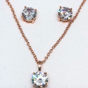 925/14k Rose Gold Lab Grown Simulated Diamond Set